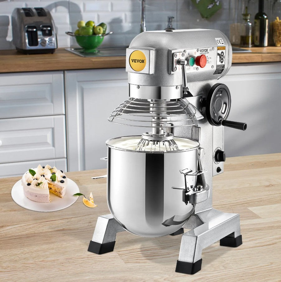 Vevor Commercial Food Mixer 20 Qt 750W 3 Speeds Timer Stainless Steel Bowl New