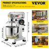 Vevor Commercial Food Mixer 20 Qt 750W 3 Speeds Timer Stainless Steel Bowl New