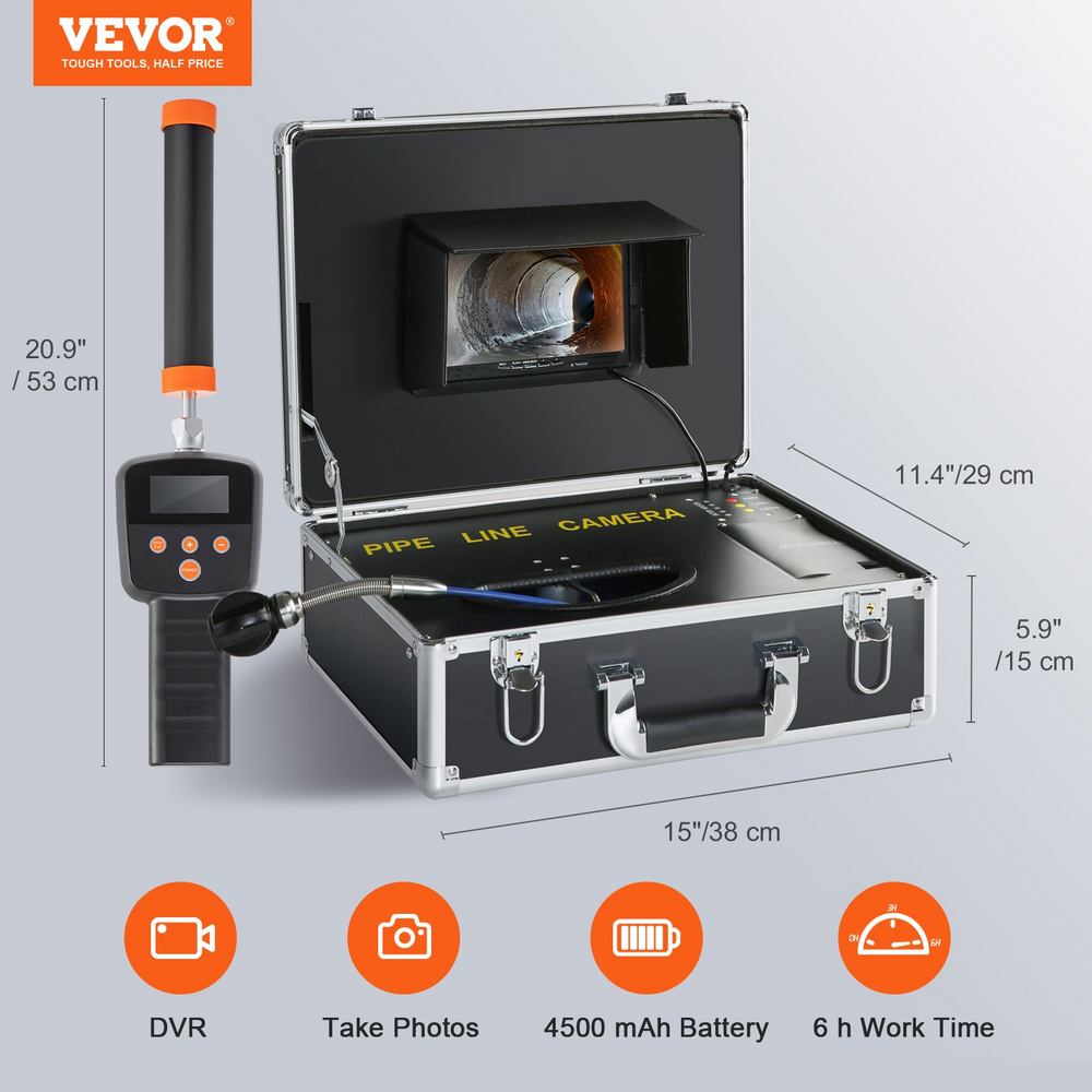 Vevor Sewer Camera 100' 30M or 131' 40M Pipeline Inspection 7" Screen 515Hz Locator 16 GB SD Card New