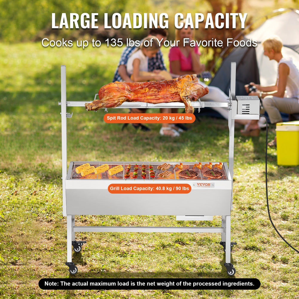 Vevor Spit Rotisserie BBQ Grill 37" 135 Lbs Capacity 42W Electric Roaster New