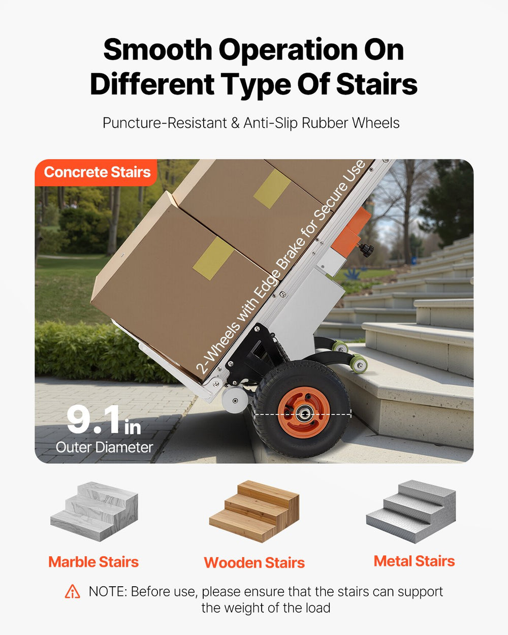 Vevor Electric Dolly 440 Lbs Stair Climbing System 400W Dual Speed with Adjustable Folding Handle New