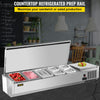 Vevor Refrigerated Condiment Prep Station 55" with Removable Cover 150W Stainless Steel 13.8 Qt New