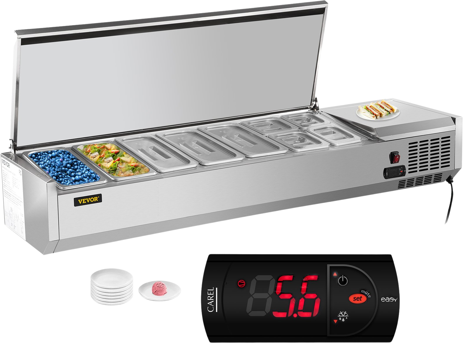 Vevor Refrigerated Condiment Prep Station 70.9