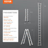 Vevor Telescoping A-Frame Ladder 20' Aluminum 330 Lb Capacity with Wheels New