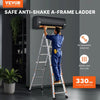 Vevor Telescoping A-Frame Ladder 20.5' Aluminum 330 Lb Capacity with Wheels New