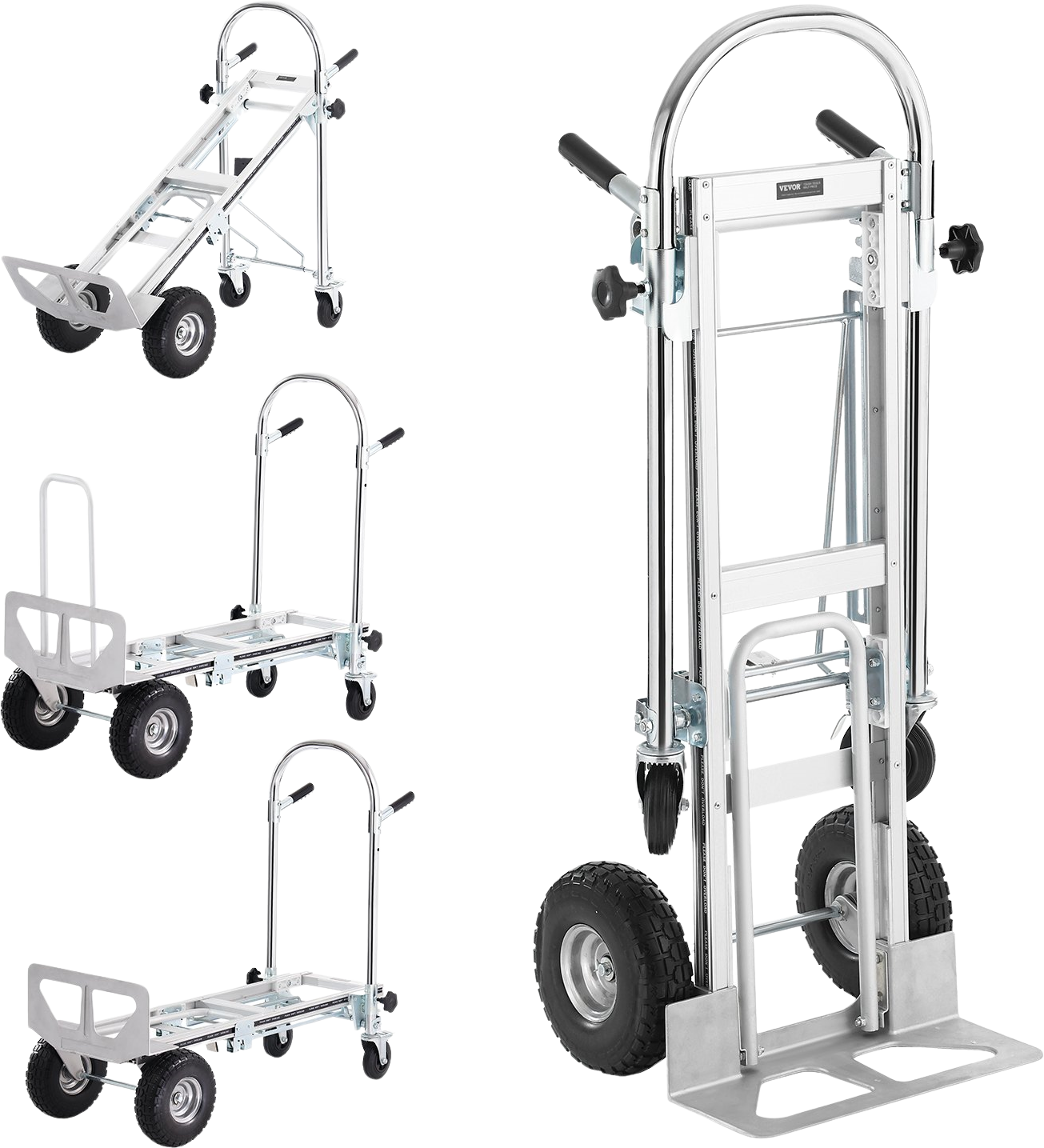 Vevor Hand Truck 4-in-1 Folding Dolly Cart 1000 lbs. Capacity with Rubber Wheels New