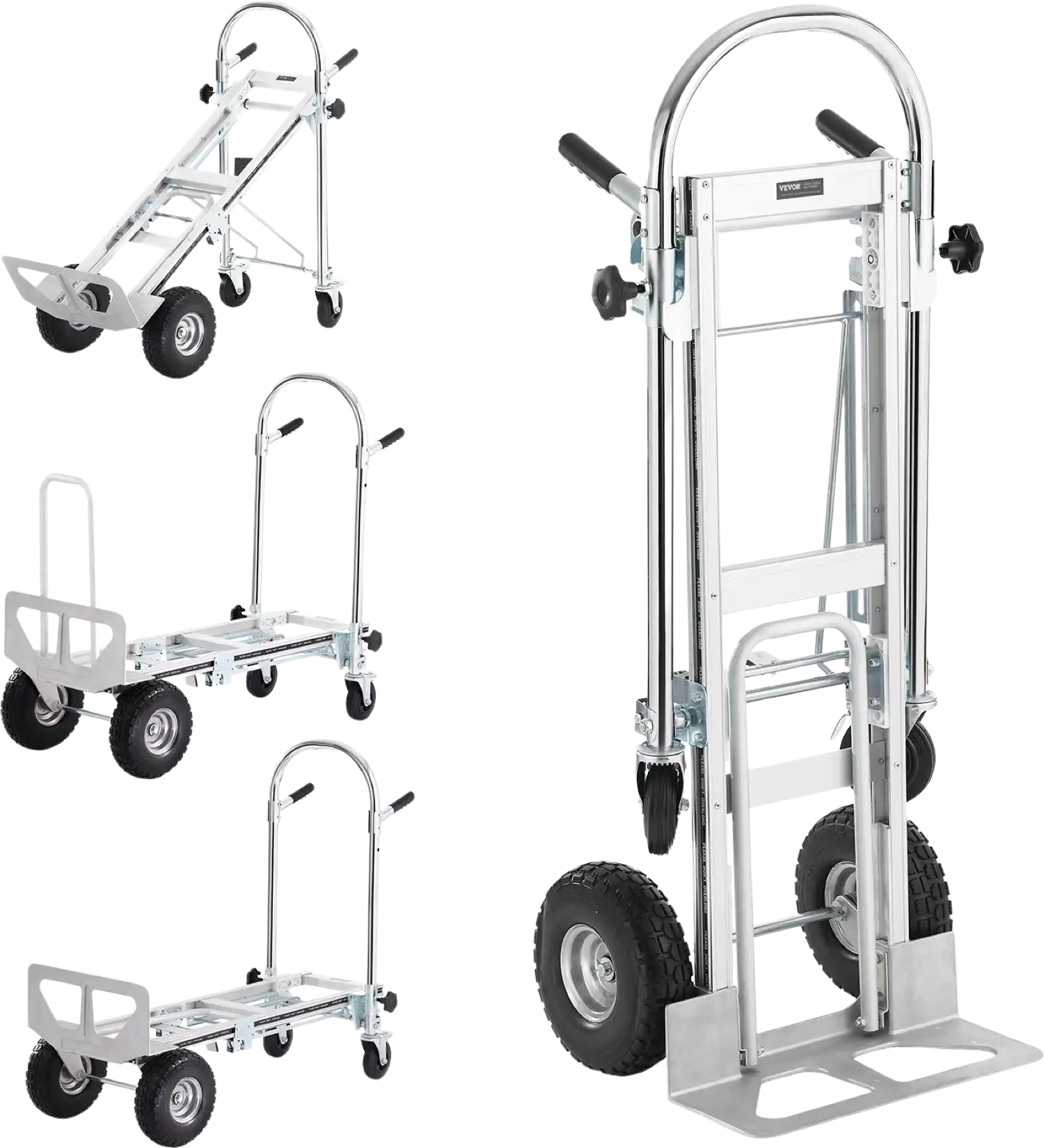 Vevor Hand Truck 4-in-1 Folding Dolly Cart 1000 lbs. Capacity with Rubber Wheels New