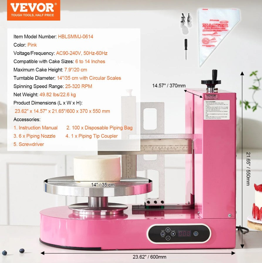 Vevor Cake Decorating Machine 6" to 14" Cake Frosting Spreader Adjustable Speed New