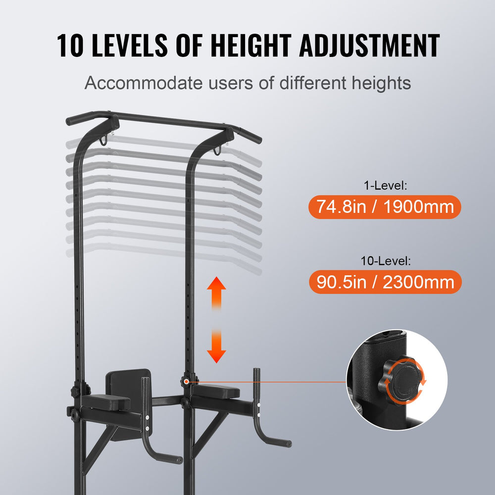 Vevor Power Tower 440 Lbs Capacity Height Adjustable Pull Up Bar with Dip Station and Bench New