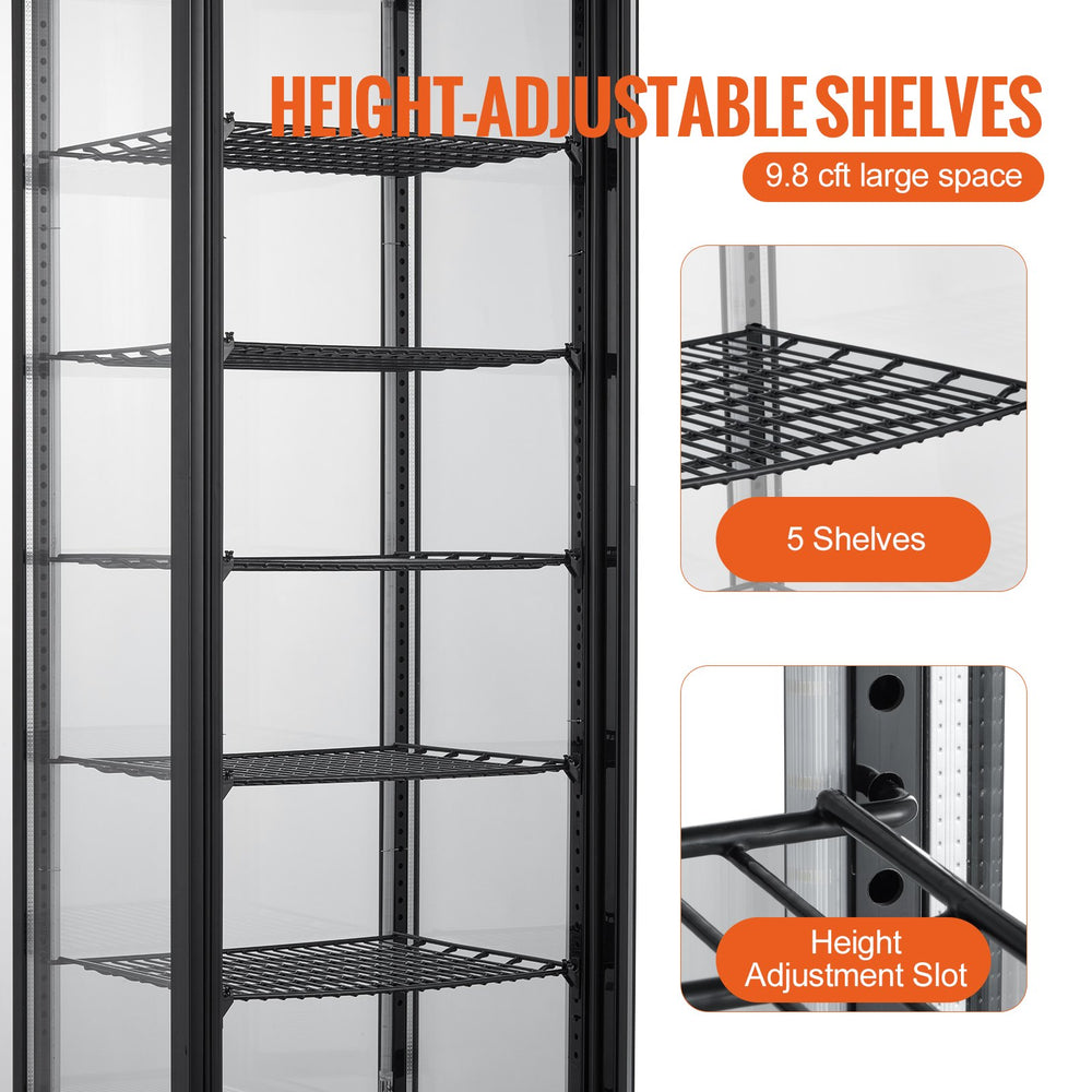 Vevor 5-Tier Refrigerated Display Case 9.8 Cu Ft Bakery Fridge with Glass Doors New