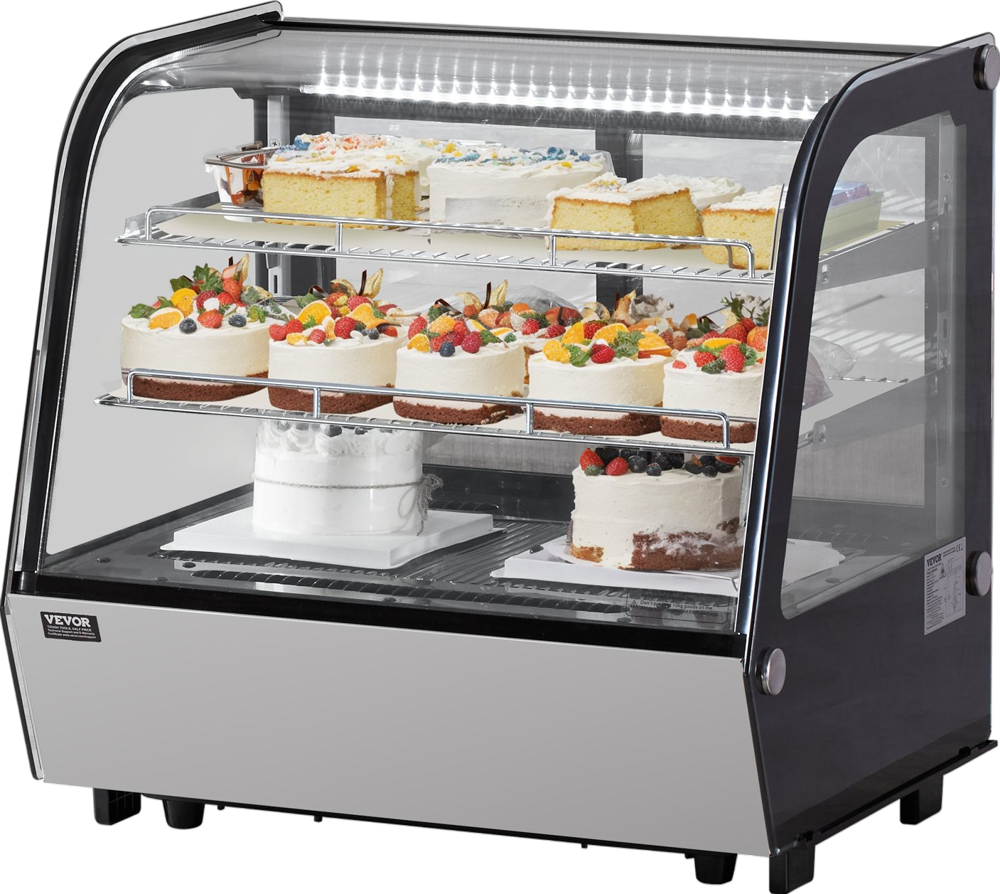 Vevor Refrigerated Display Case 4.2 Cu Ft 2-Tier LED Lighting Auto Defog 35.6–42.8°F New