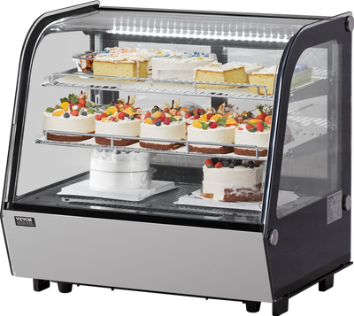 Vevor Refrigerated Display Case 4.2 Cu Ft 2-Tier LED Lighting Auto Defog 35.6–42.8°F New