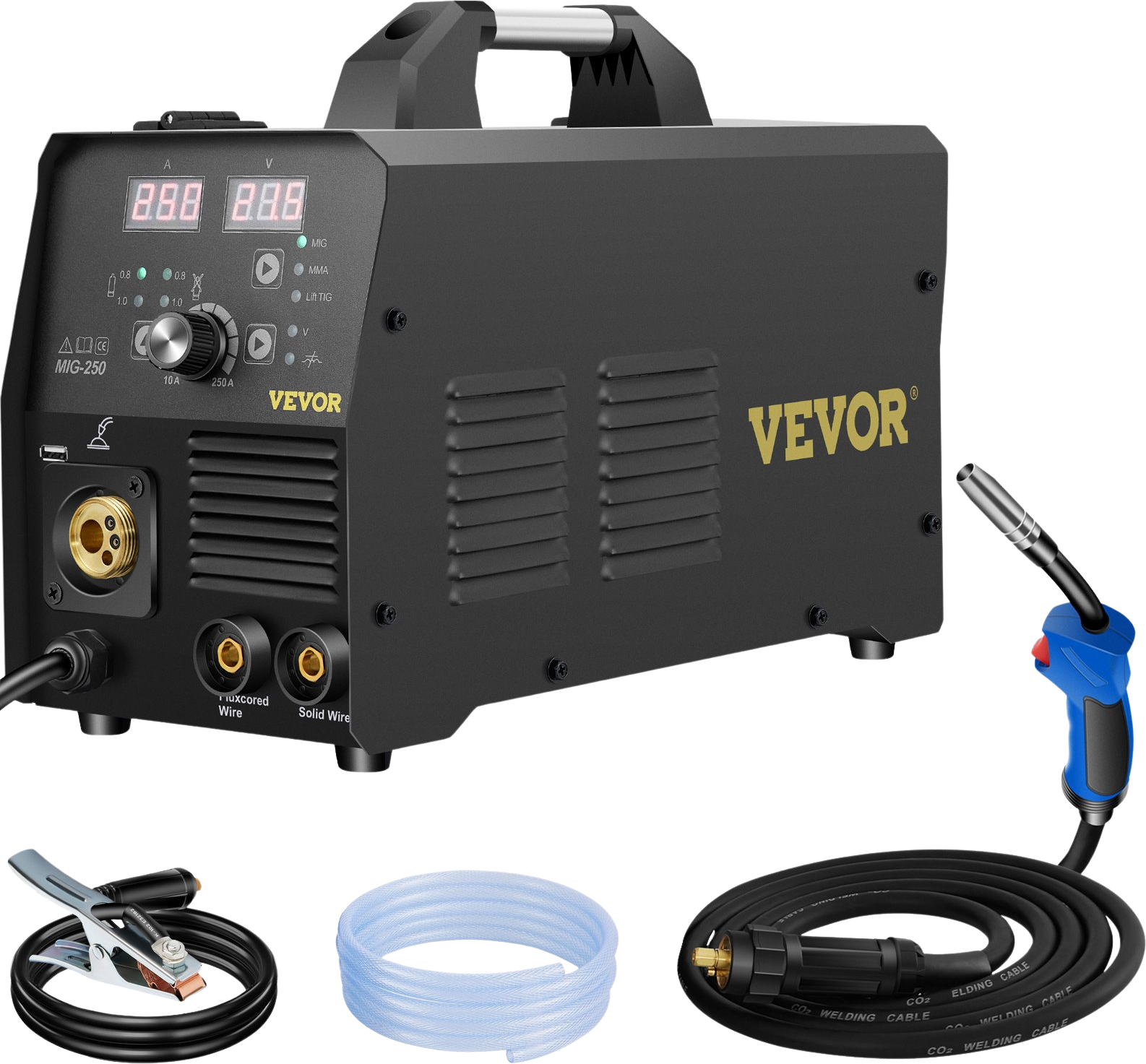 Vevor Welder 3-in-1 MIG Stick Lift TIG Mode 250A 220V Flux Core Gas Solid Wire Welding with IGBT Inverter and Torch New