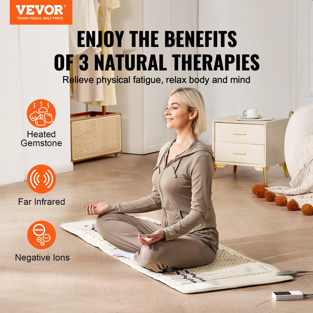 Vevor Far Infrared Heating Pad 72" x 24" Amethyst Gemstones Negative Ions and Adjustable Timer New