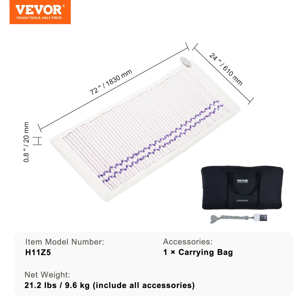 Vevor Far Infrared Heating Pad 72" x 24" Amethyst Gemstones Negative Ions and Adjustable Timer New