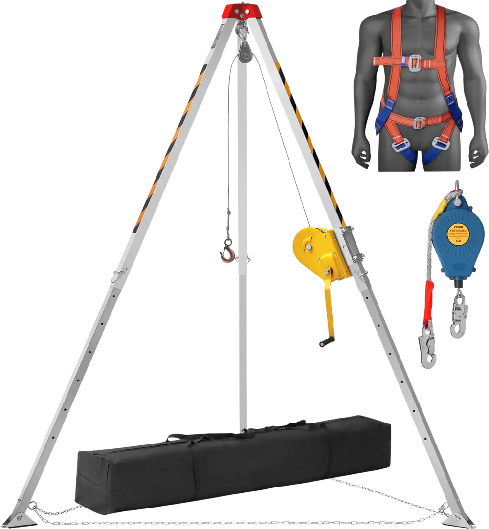 Vevor Confined Space Tripod Kit 2600 Lbs. Winch 8' Legs 98'