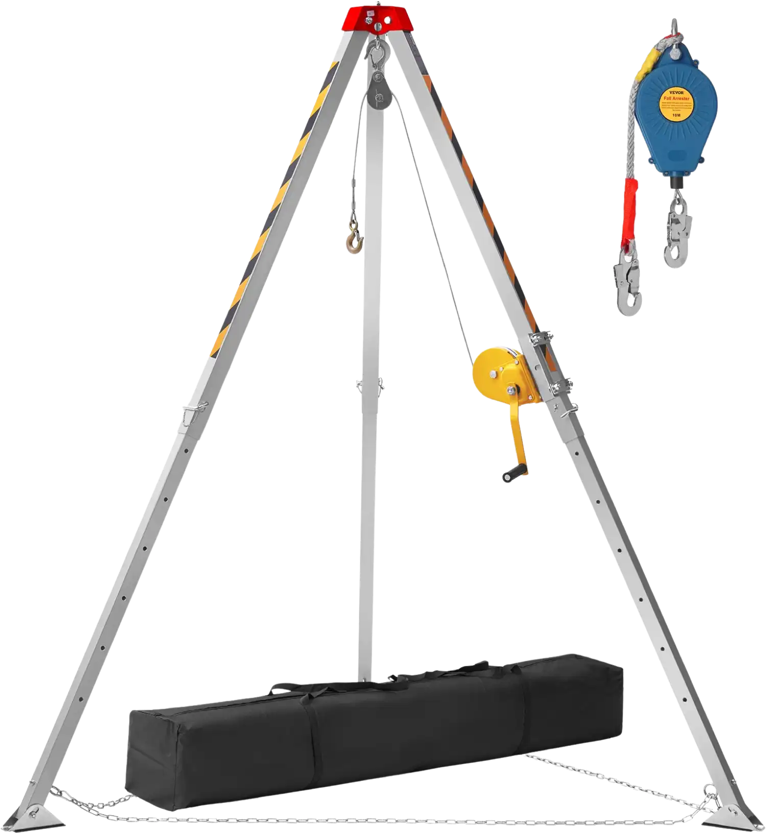 Vevor Confined Space Tripod Kit 1200 Lbs. Winch 7' Legs 98' Cable 32.8' Fall Arrester New