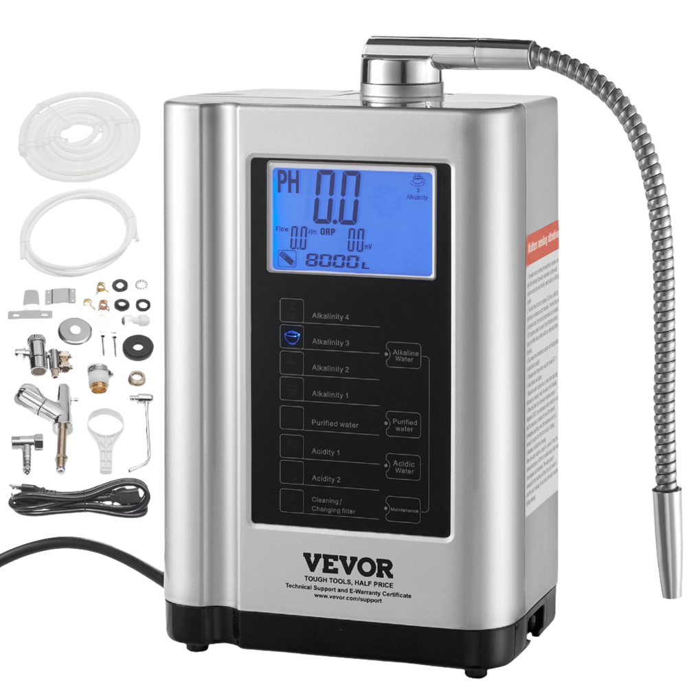 Vevor Water Ionizer Machine Home Alkaline Acid Filtration 5 Plate with 8000L Replaceable Filter New