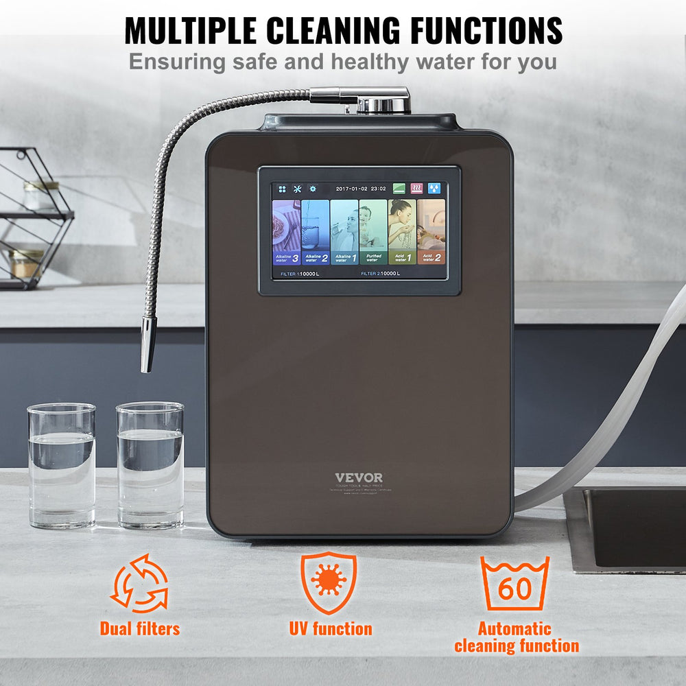 Vevor Water Ionizer Machine Home Alkaline Acidic Filtration 8 Plate 10000L Per Filter New