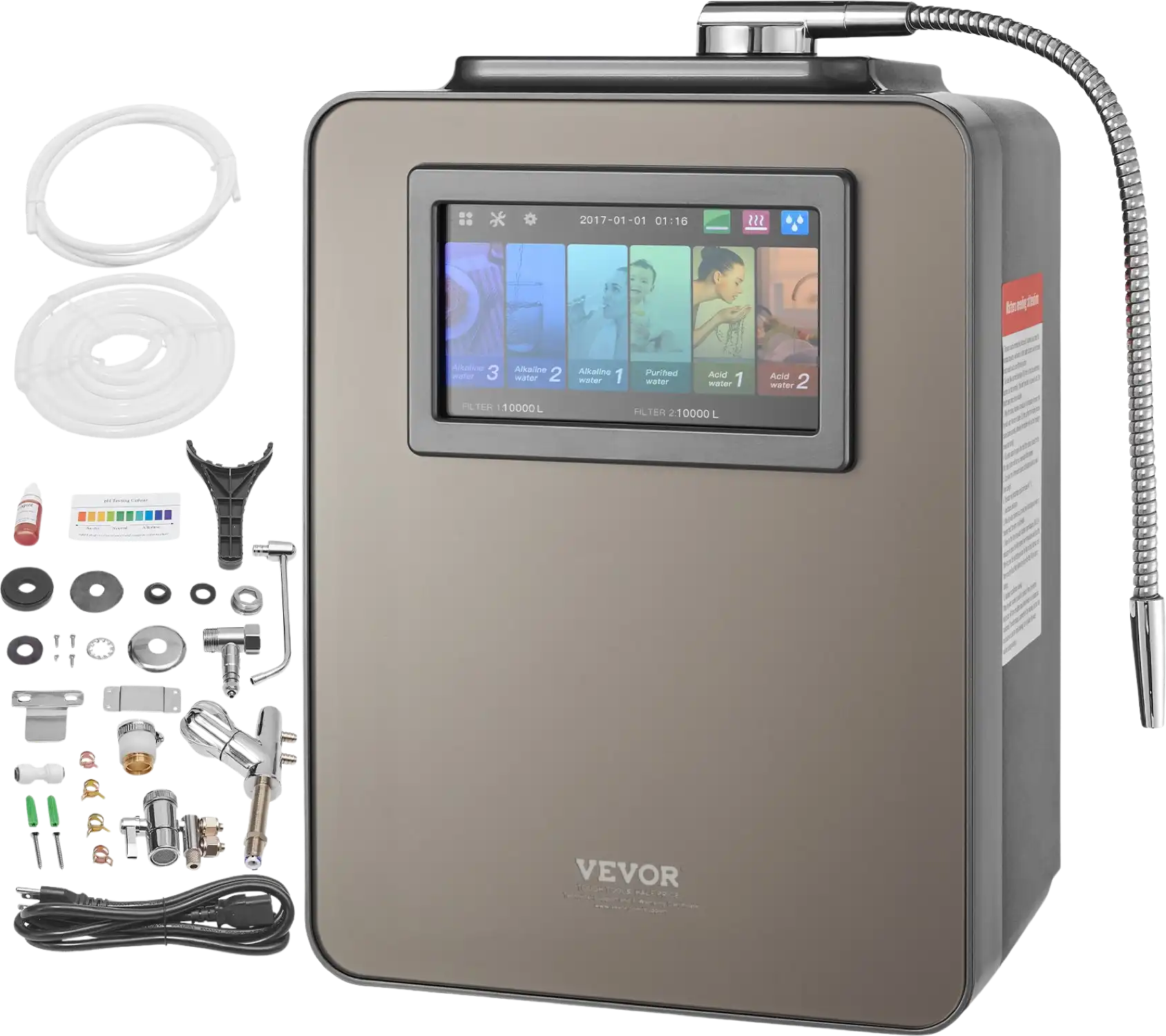 Vevor Water Ionizer Machine Home Alkaline Acidic Filtration 8 Plate 10000L Per Filter New