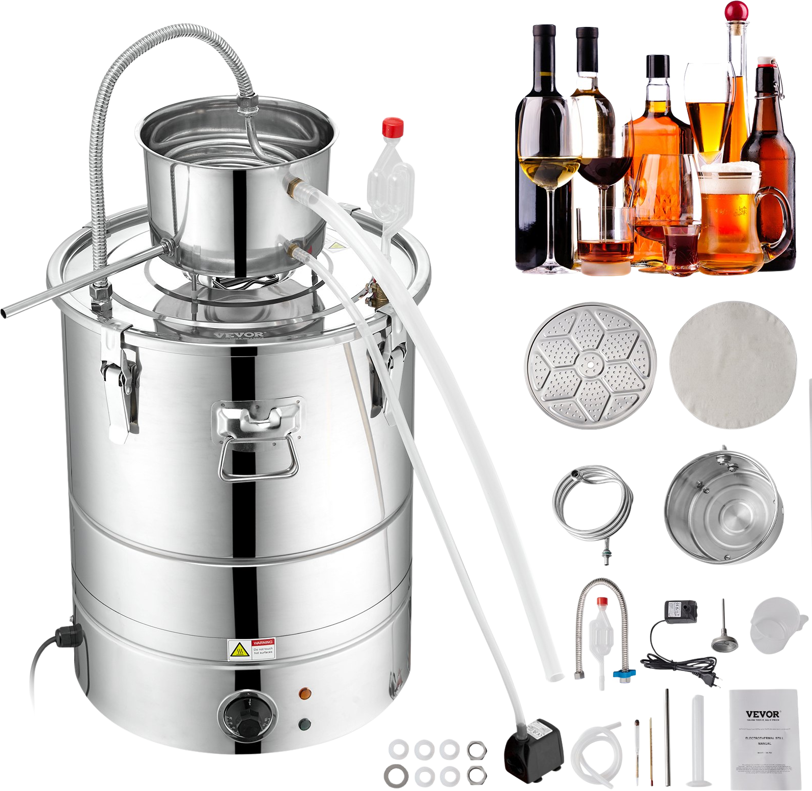 Vevor Alcohol Still 7.92 Gal 30 L Stainless Steel Distillery Kit for Whisky Wine Brandy New