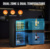 Vevor Dual Zone Wine Cooler 32-Bottle with LED Light and Touch Control New