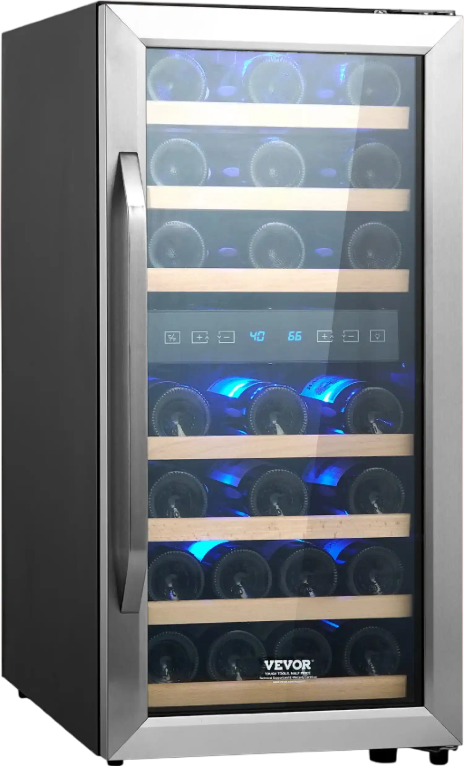 Vevor Dual Zone Wine Cooler 33-Bottle Freestanding Refrigerator with LED and Touch Control New