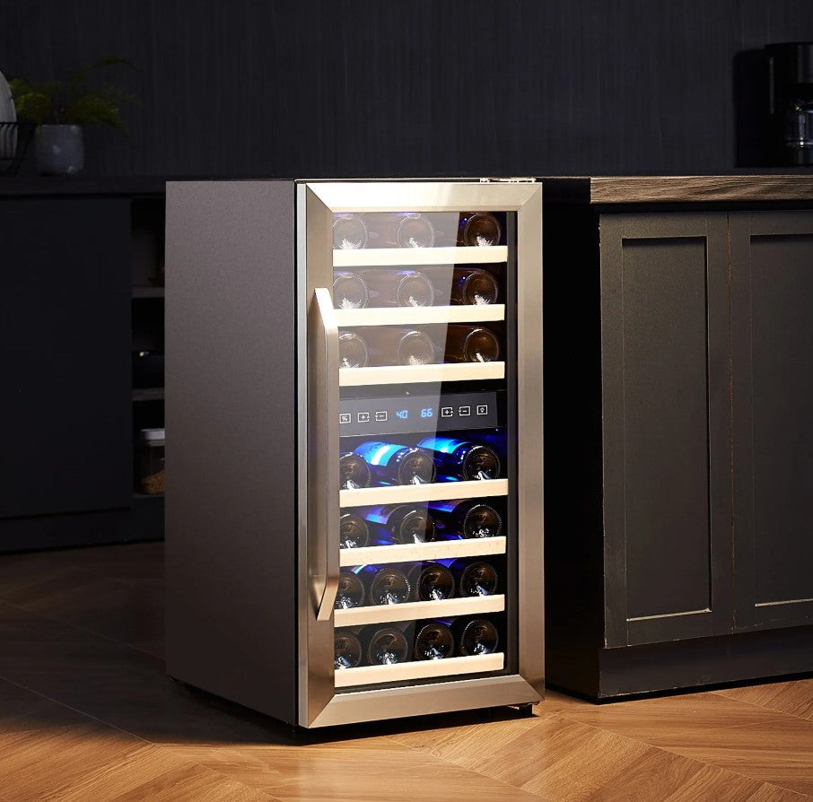 Vevor Dual Zone Wine Cooler 33-Bottle Freestanding Refrigerator with LED and Touch Control New