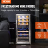 Vevor Dual Zone Wine Cooler 33-Bottle Freestanding Refrigerator with LED and Touch Control New