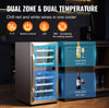 Vevor Dual Zone Wine Cooler 33-Bottle Freestanding Refrigerator with LED and Touch Control New