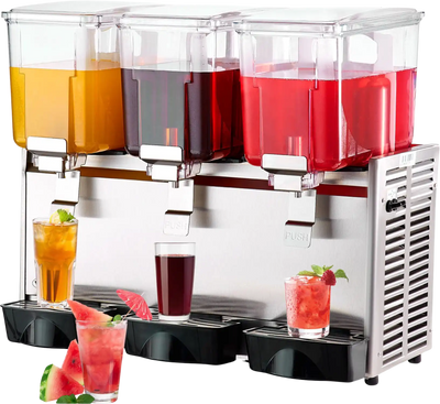Vevor Commercial Cold Beverage Dispenser 3.17 Gal. 12 L 3 Tanks 620W Stainless Steel New
