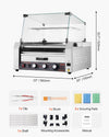 Vevor Electric 30 Hot Dog 11-Roller Grill Machine with Bun Warmer and Cover 1950W New