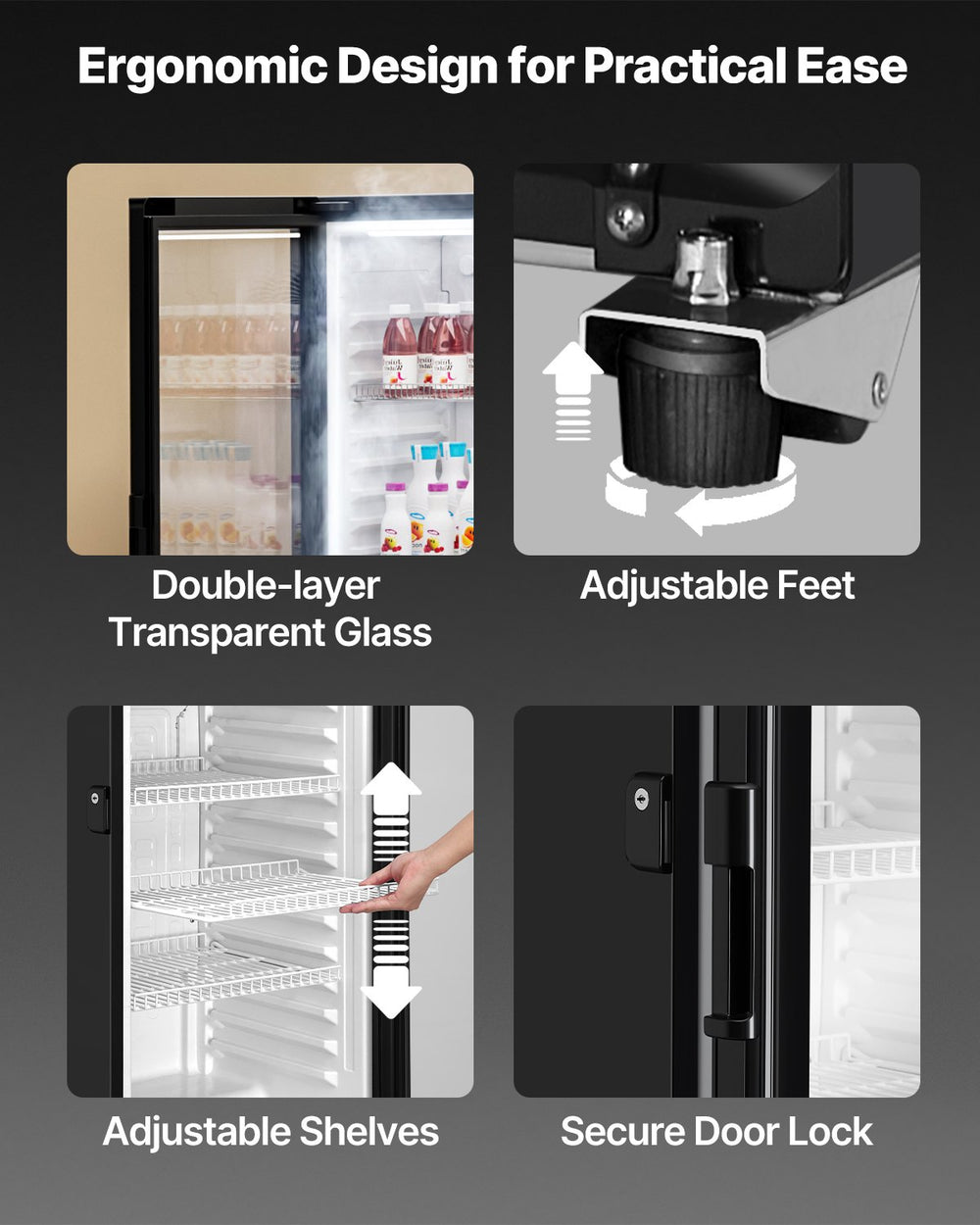 Vevor Commercial Beverage Refrigerator 5.7 Cu. Ft. Glass Door LED Lighting and Adjustable Shelves New