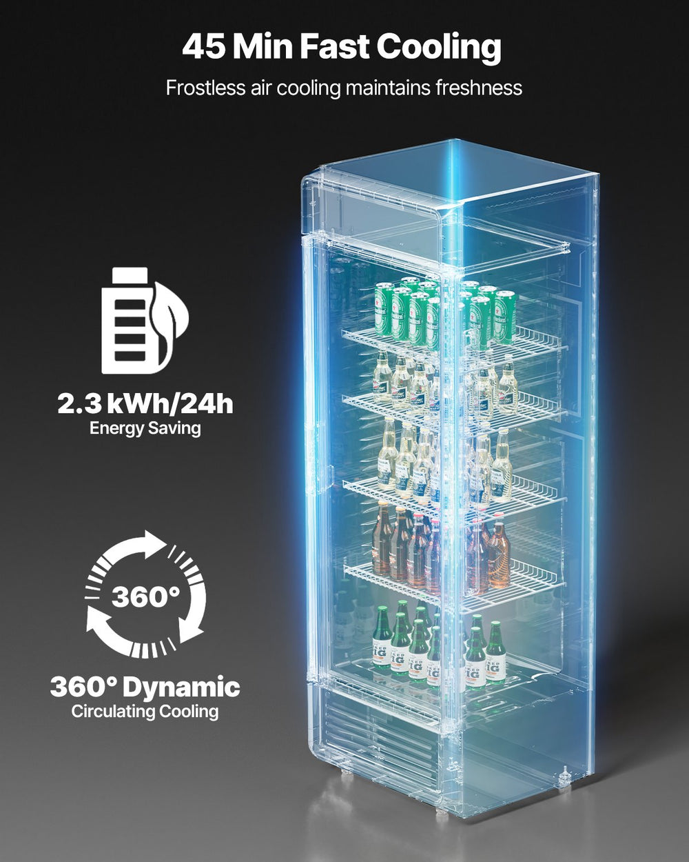 Vevor Commercial Beverage Refrigerator 13.3 Cu. Ft. Glass Door LED Lighting and Adjustable Shelves New