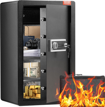 Vevor Safe Box 4.0 Cu. Ft. Single Door 5 Lock Bolts LED Light Dual Alarm System Key Lock and Password New