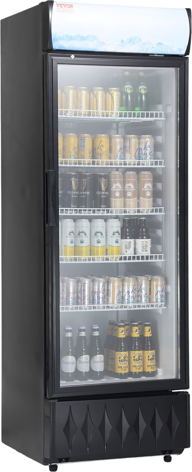 Vevor Merchandiser Refrigerator 12.2 Cu. Ft. Glass Door Beverage Display Cooler with 5 Adjustable Shelves New