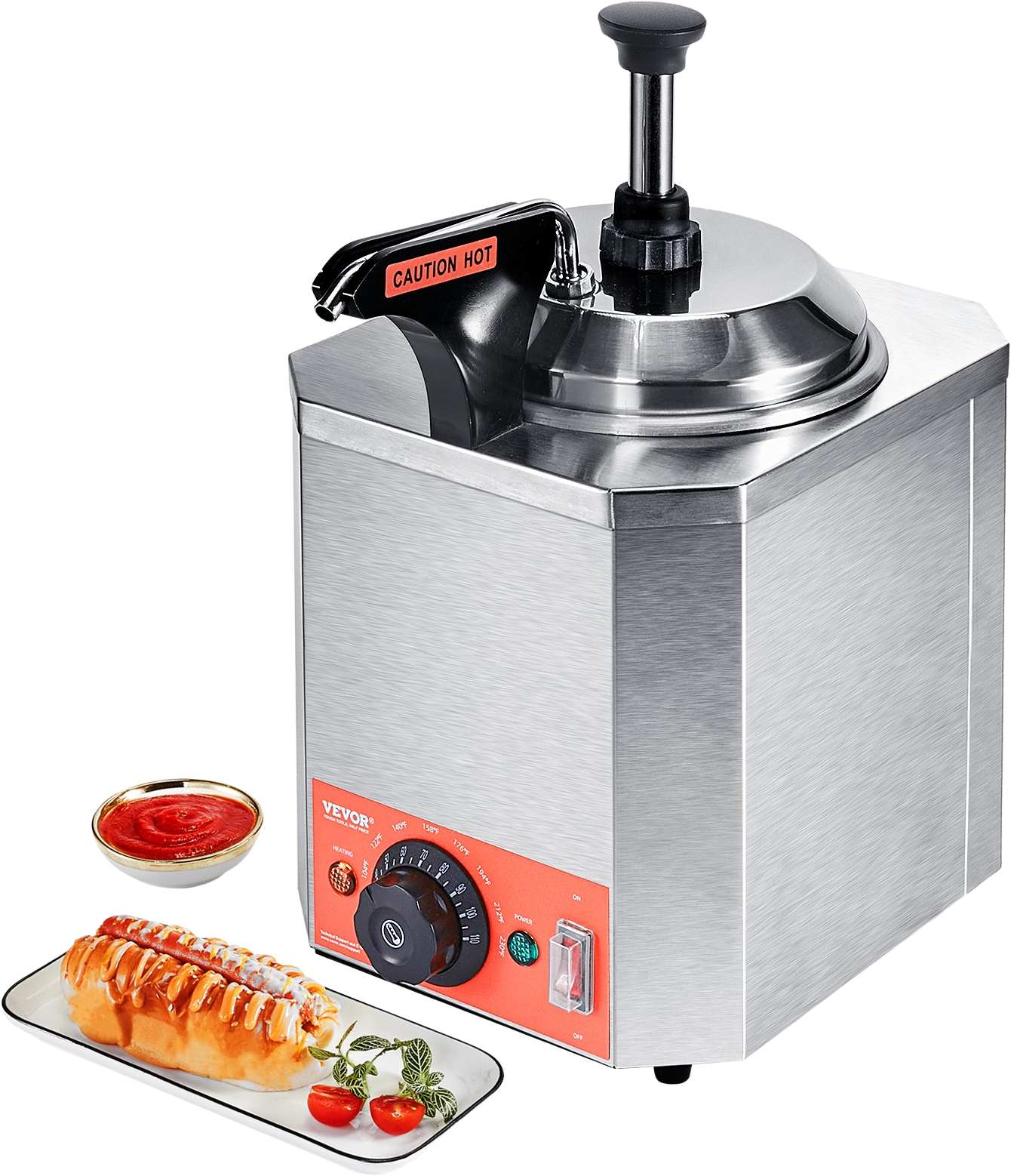 Vevor Electric Cheese Dispenser with Heated Pump 2.3 Qt Commercial 86-230°F Adjustable Temperature 650W New