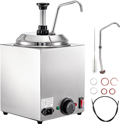 Vevor Cheese Warmer with Pump 2.4 Qt Capacity 650W Stainless Steel Dispenser 86°F-230°F Temperature New
