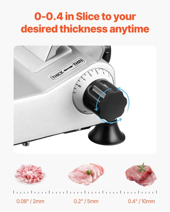 Vevor Electric Meat Slicer 180W 10" Carbon Steel Blade with Built-In Sharpener New