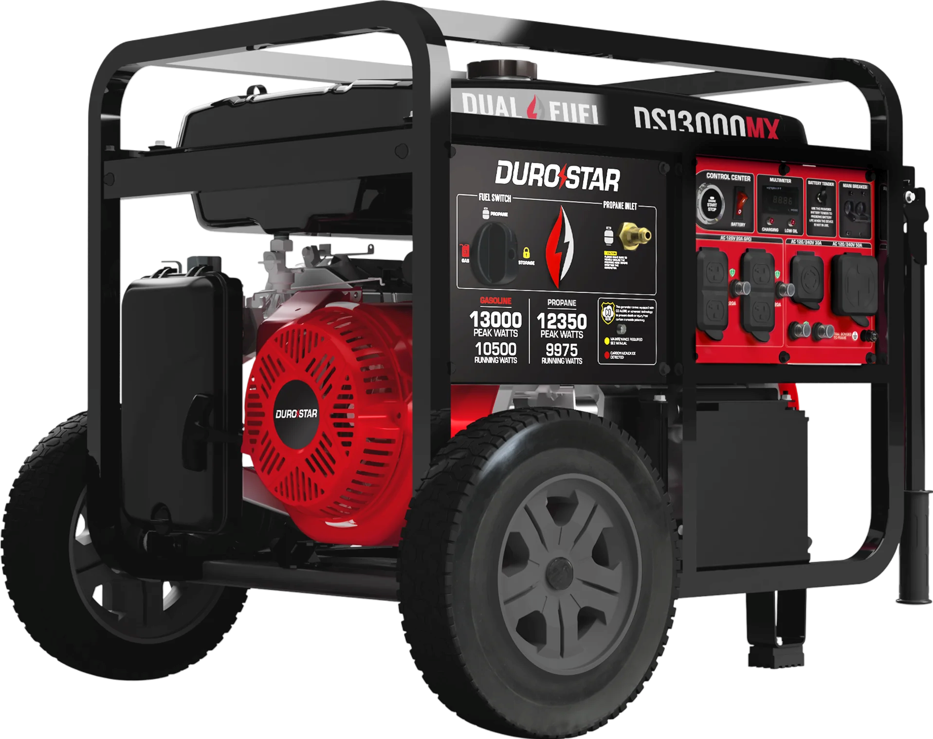 DuroStar DS13000MX 10500W/13000W Generator Dual Fuel Gas Propane 50 Amp with CO Alert and Remote Start New