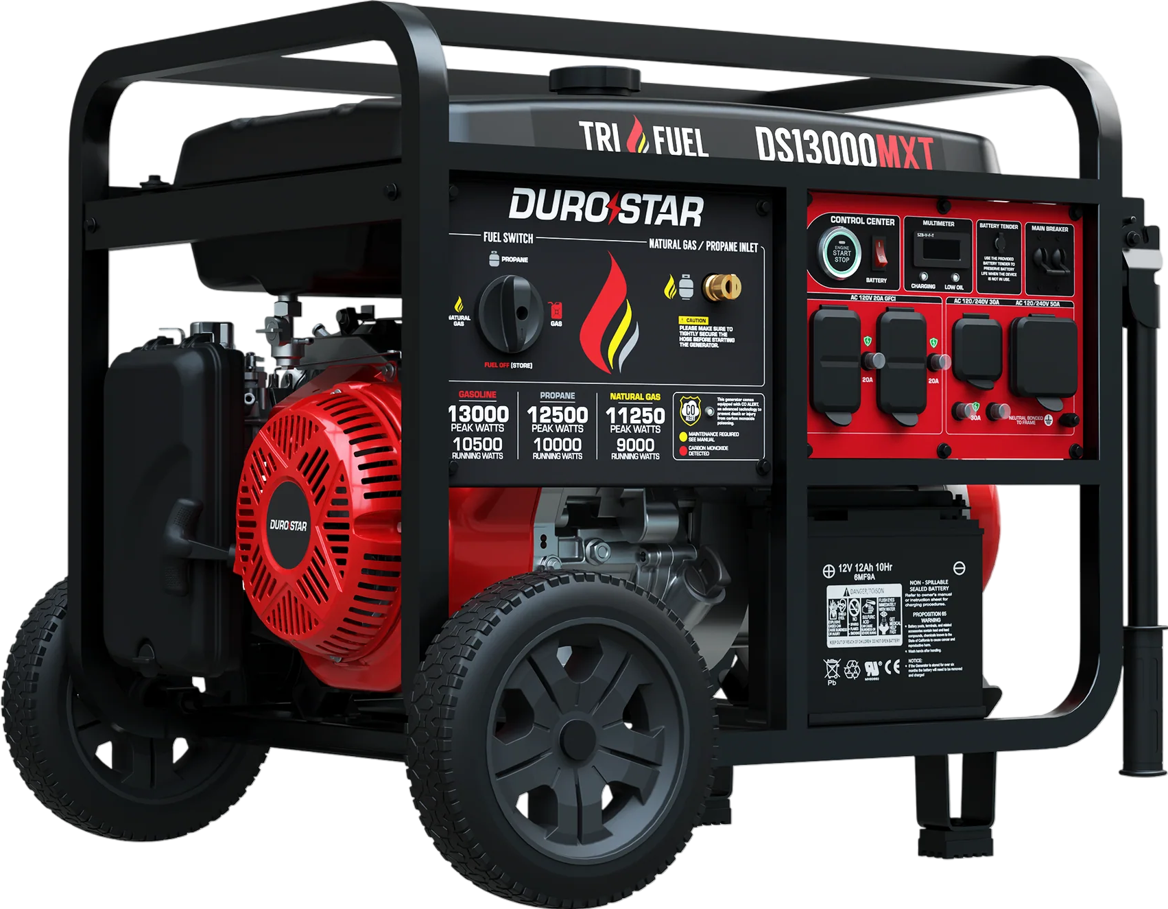 DuroStar DS13000MXT 10500W/13000W Generator Tri Fuel Gas Propane Natural Gas 50 Amp CO Alert Remote Start New