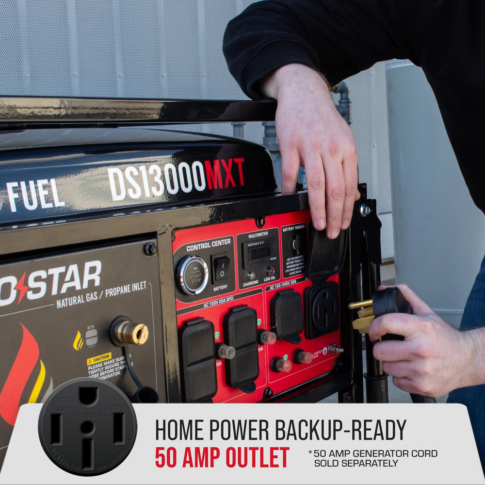 DuroStar DS13000MXT 10500W/13000W Generator Tri Fuel Gas Propane Natural Gas 50 Amp CO Alert Remote Start New