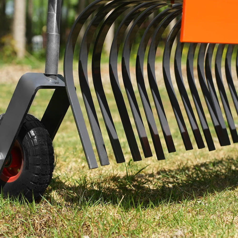 72" Landscape Rake with Bolt-On Wheels & 36 Tines 3 Point Hitch Tractor Attachment, LR72W