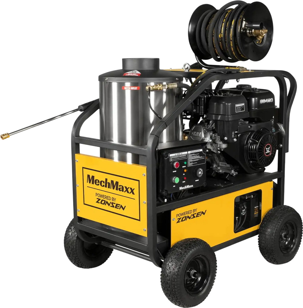 4000 PSI 4 GPM ZONSEN E-Start Engine Hot Water Pressure Washer with Hose Reel,  HPW40D