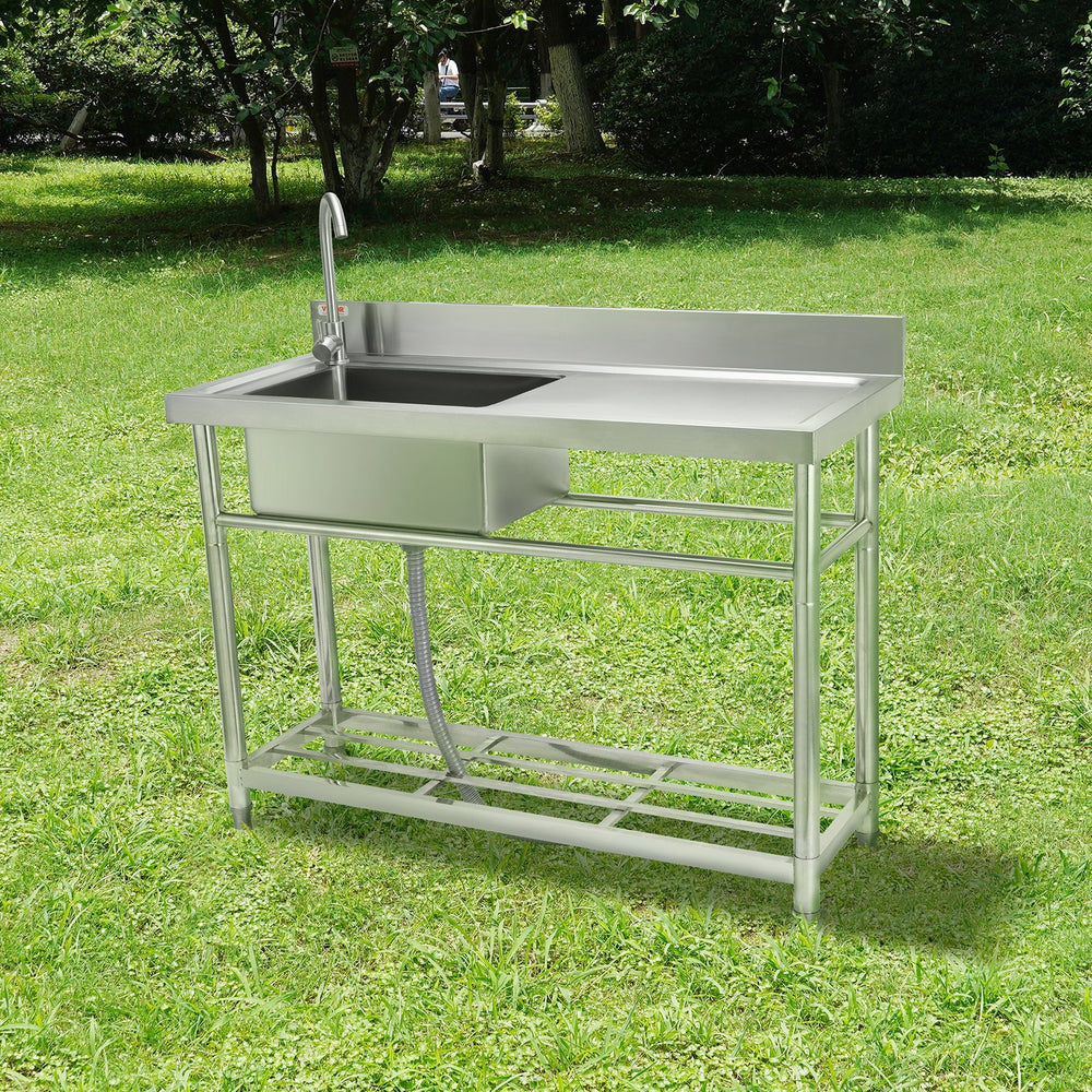 Vevor Stainless Steel Utility Sink 39.4"x19.1"x37.4" Commercial Single Bowl with Workbench NSF Certified New