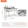 Vevor Stainless Steel Utility Sink 39.4"x19.1"x37.4" Commercial Single Bowl with Workbench NSF Certified New