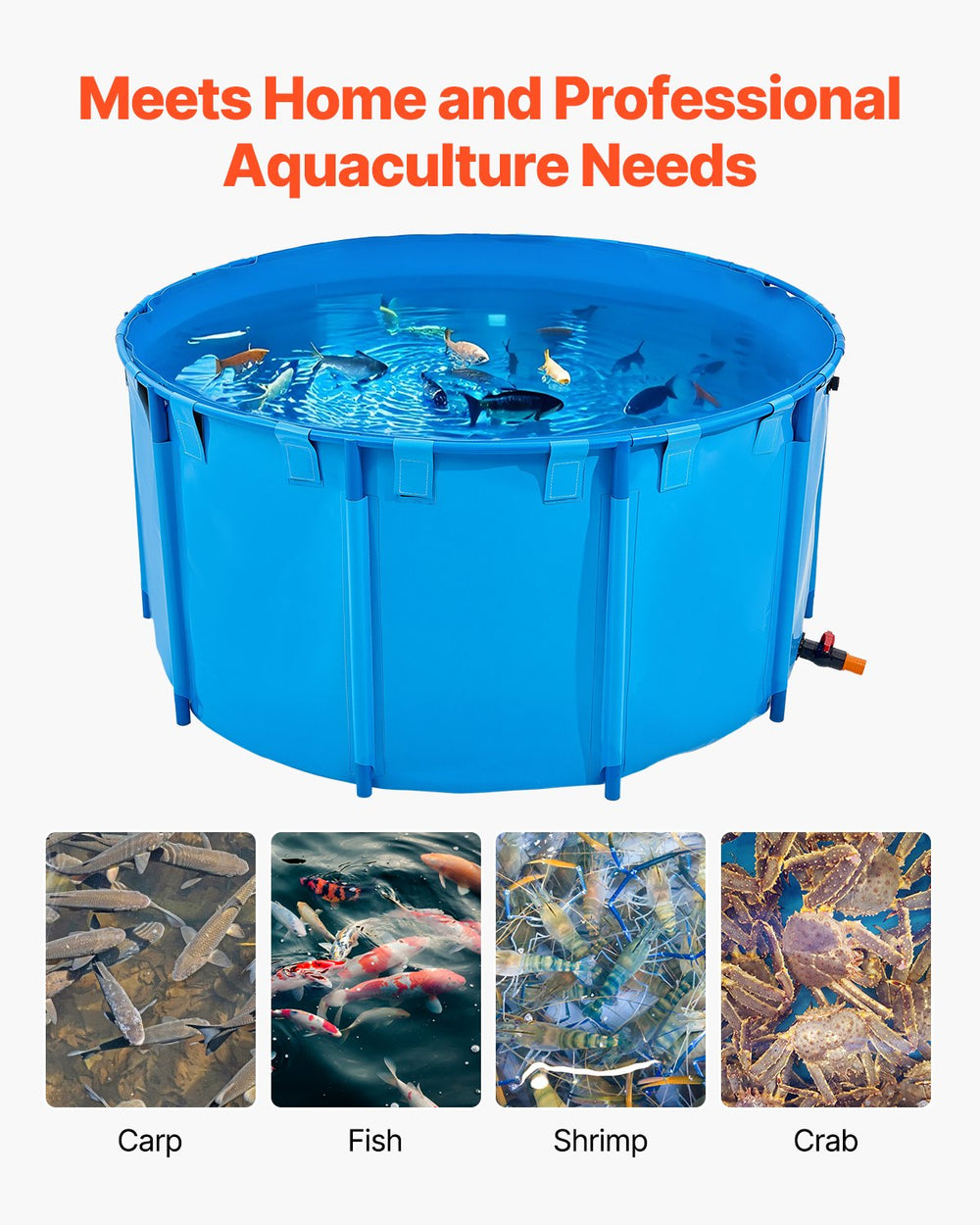 Vevor Round Canvas Fish Pond 818 Gal Above Ground PVC Koi Tank New