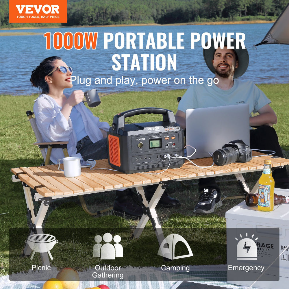 Vevor 999Wh/1000W Portable Power Station Solar Generator New