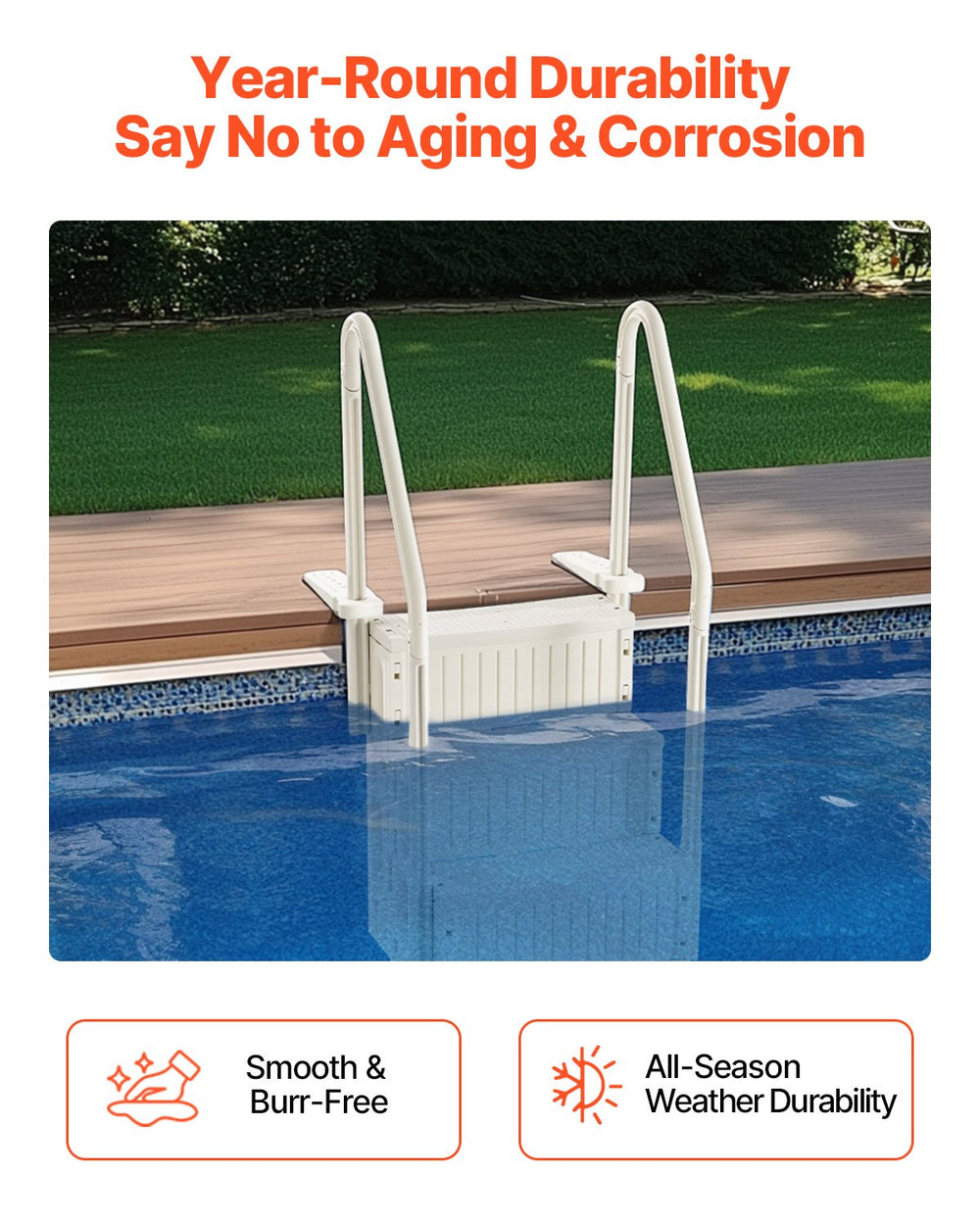 Vevor 4-Step Pool Ladder with Double Handrails Fits 48"-54" Pools 400 lb Capacity New