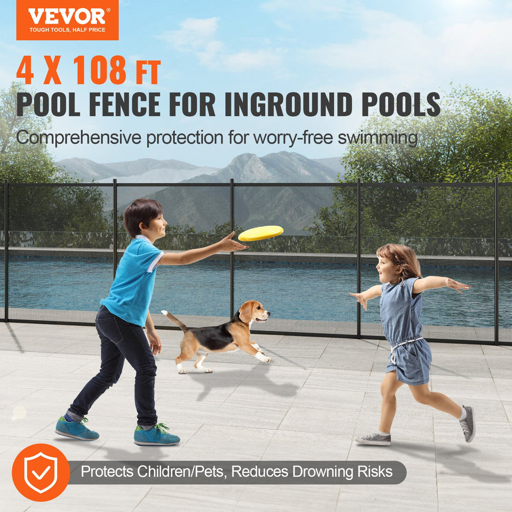 Vevor Pool Fence for Inground Pool 4' x 108' Black 340gms Teslin PVC Mesh Removable New